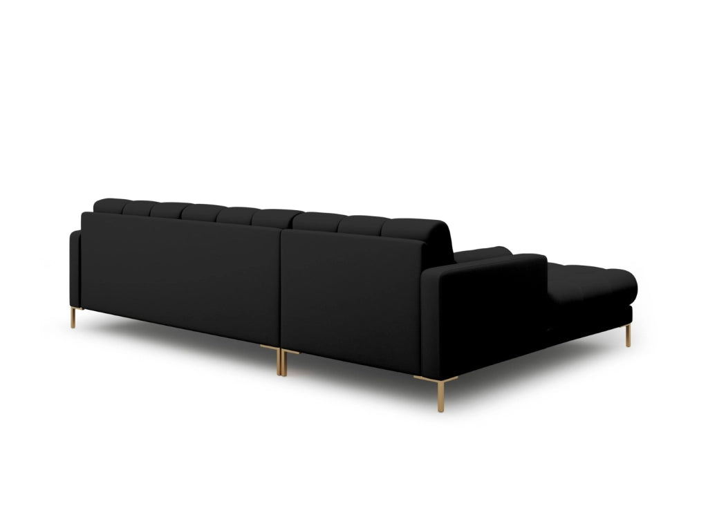 Cosmopolitan Design - Divano angolare sinistro "Bali" 5 posti in tessuto strutturato nero 