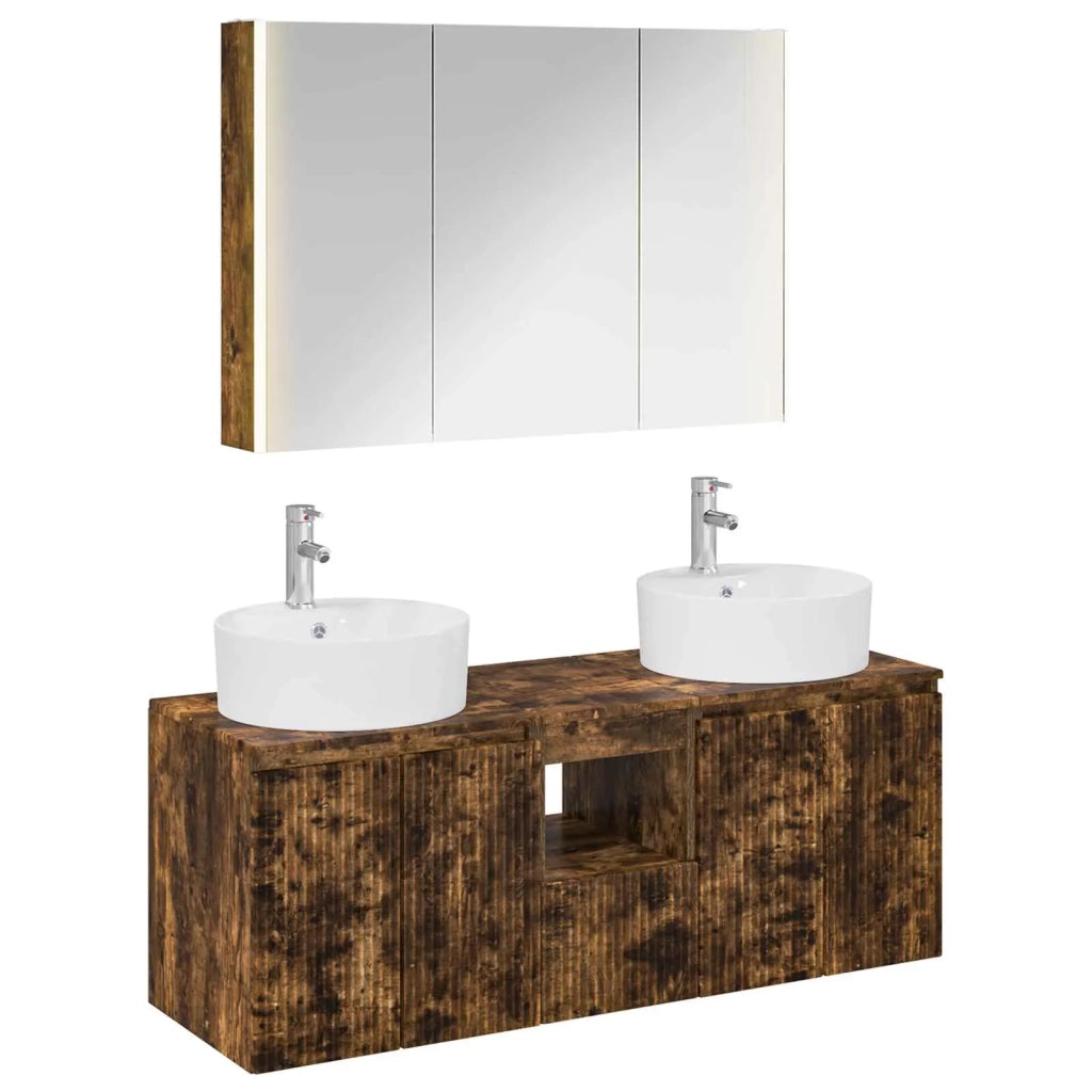 Set di Armadi da Bagno 4 pcs Rovere Fumo Legno ingegnerizzato 3406467