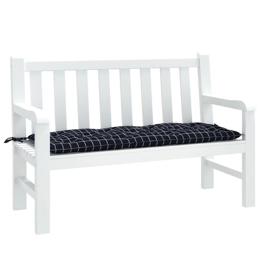 Cuscino Panca Giardino Motivo a Quadri Nero 120x50x7 cm Tessutocod mxl 94353