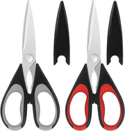 Sottile taglio per cucina in acciaio inossidabile con impugnatura morbida - Multifunzionale e robusto - Rosso/grigio - Set a due pezzi