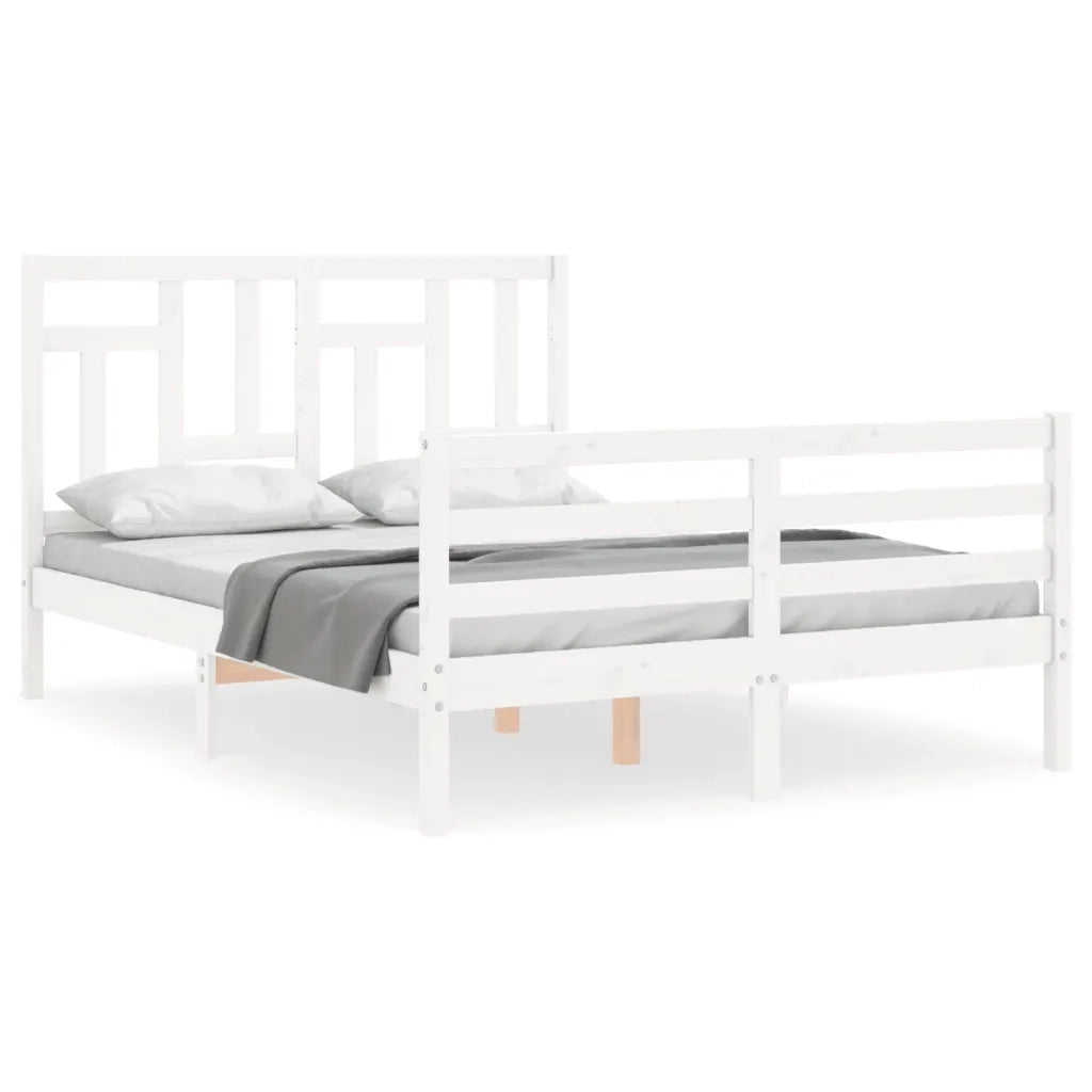 Giroletto con Testiera-Struttura Letto con testiera Bianco 140x200 cm in Legno Massello 524536