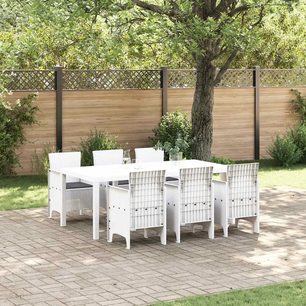 Set da Pranzo per Giardino 7 pcs Bianco Polipropilene 3378725