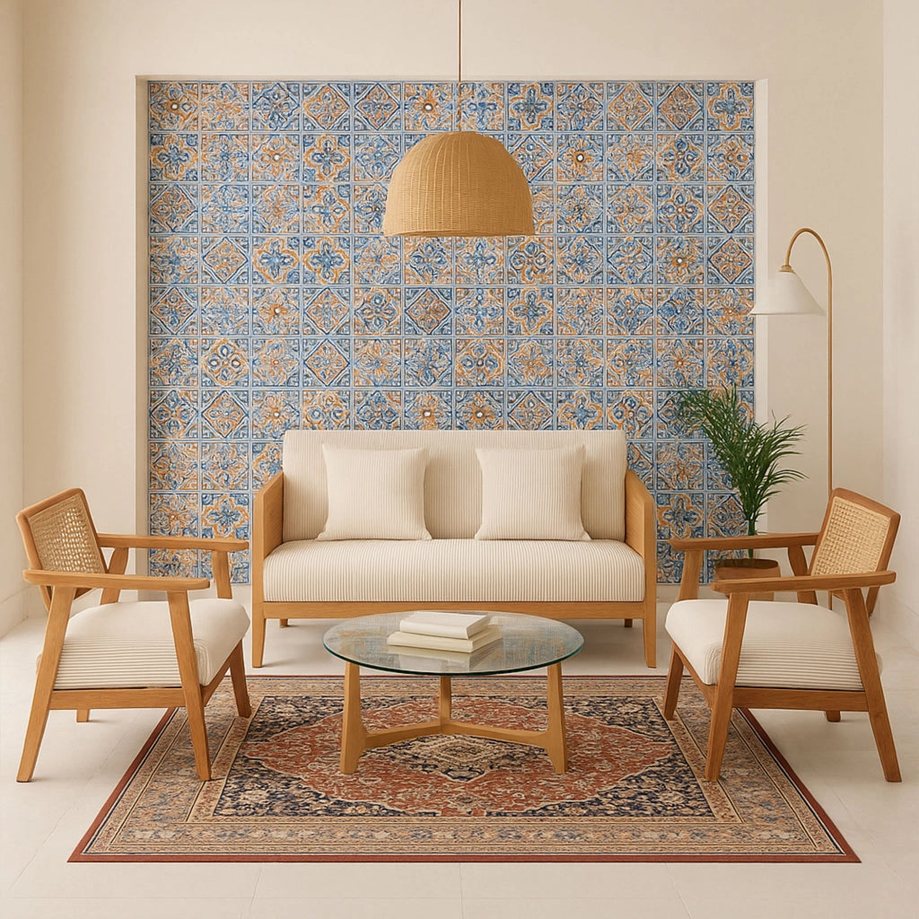 Artena Duo - Divano 2 Posti 143x80x84,5 cm Divanetto in Legno Massello e Polyrattan Rovere con Cuscini Bianco