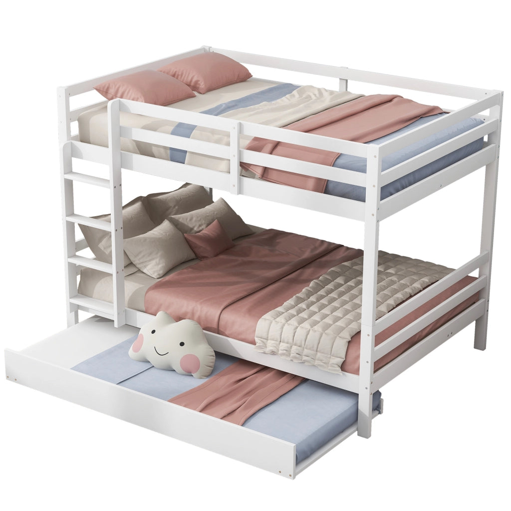 Etagenbett con letto estraibile 140x200 cm; in legno di pino e MDF; bianco
