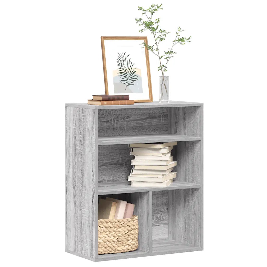 Libreria-Scaffale per Libri-Mobile di Stoccaggio Grigio Sonoma 60x30x71,5 cm in Legno Multistrato