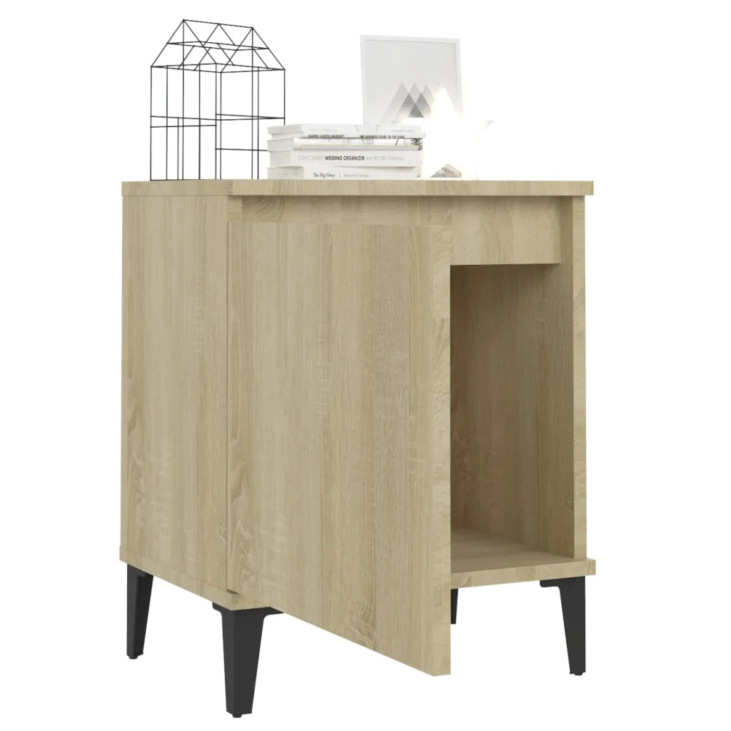 Comodini con Gambe in Metallo Rovere Sonoma 40x30x50 cm 805840