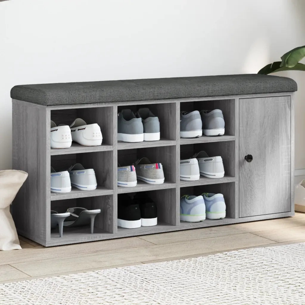 Panca Porta Scarpe-Sgabello-Panca Scarpiera Grigio Sonoma 102x32x50 cm Legno Multistrato 133290