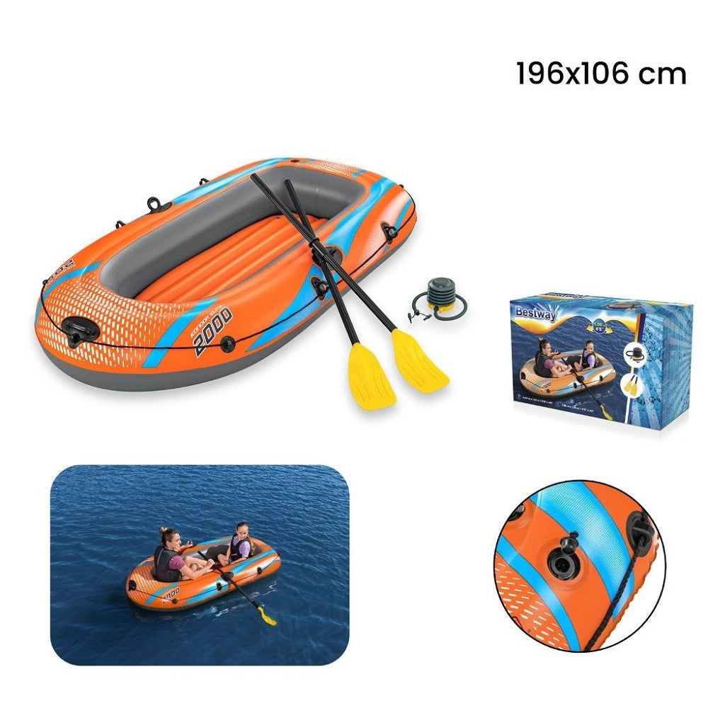 Trade Shop - Kit Canotto Gonfiabile 196x106cm Kondor Elite 2000 Con Remi Pompa A Pedale 61141 -