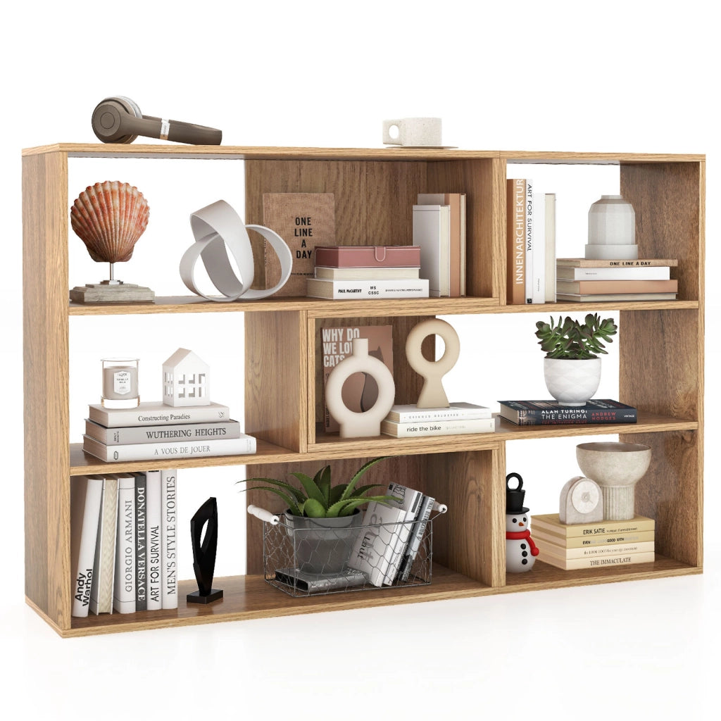 Set librerie angolari concava e convessa a 3 ripiani, Libreria da esposizione autoportante per soggiorno studio ufficio Naturale