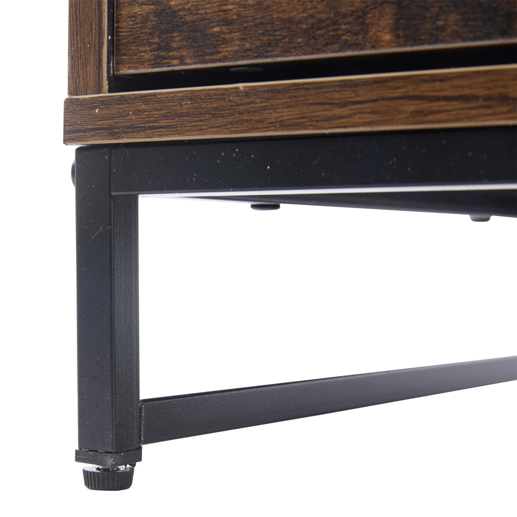 Vetrina con 2 Ante e 2 Cassetti e LED Bluetooth; 6 Vani; Stile Moderno Retr??; in MDF; Nero Effetto Legno; 80??40??138 cm