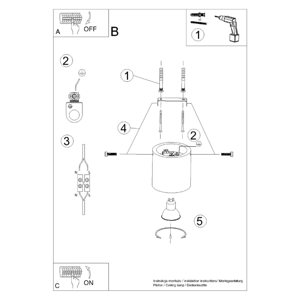 Spot da soffitto Rondeo Pure Lume cemento grigio GU10