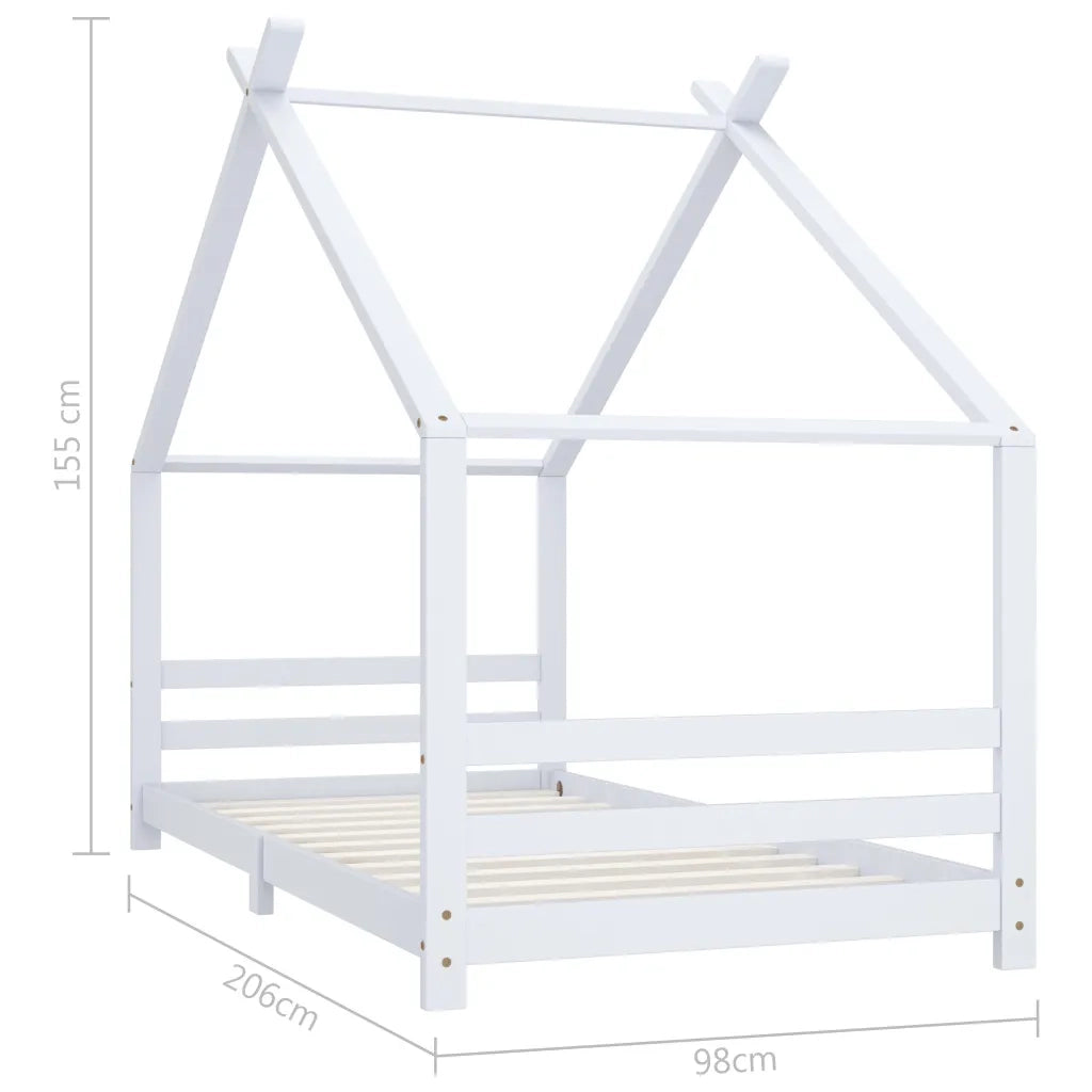Giroletto per Bambini | Letto Infantile | Lettino Bianco in Massello di Pino 90x200 cm