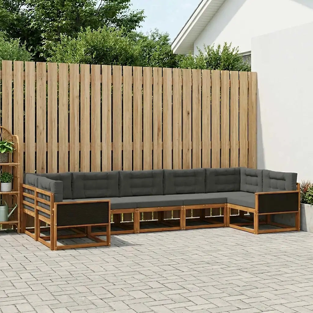 Set di divani da esterno con cuscino 7 pcs Naturale e Antracite