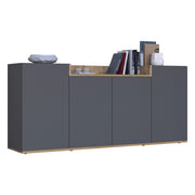 Madia Swink, Credenza 6 Ripiani Made in Italy, 160x35x70h cm Nero Antracite
