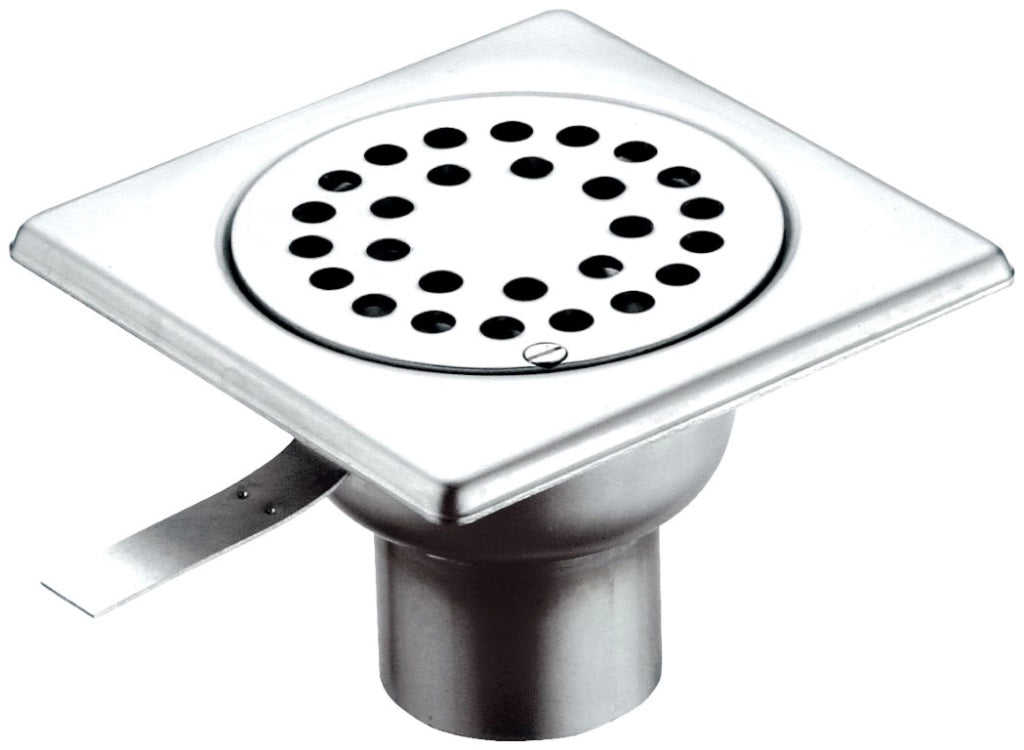 Piletta da pavimento sifonata in inox, cm 10x10