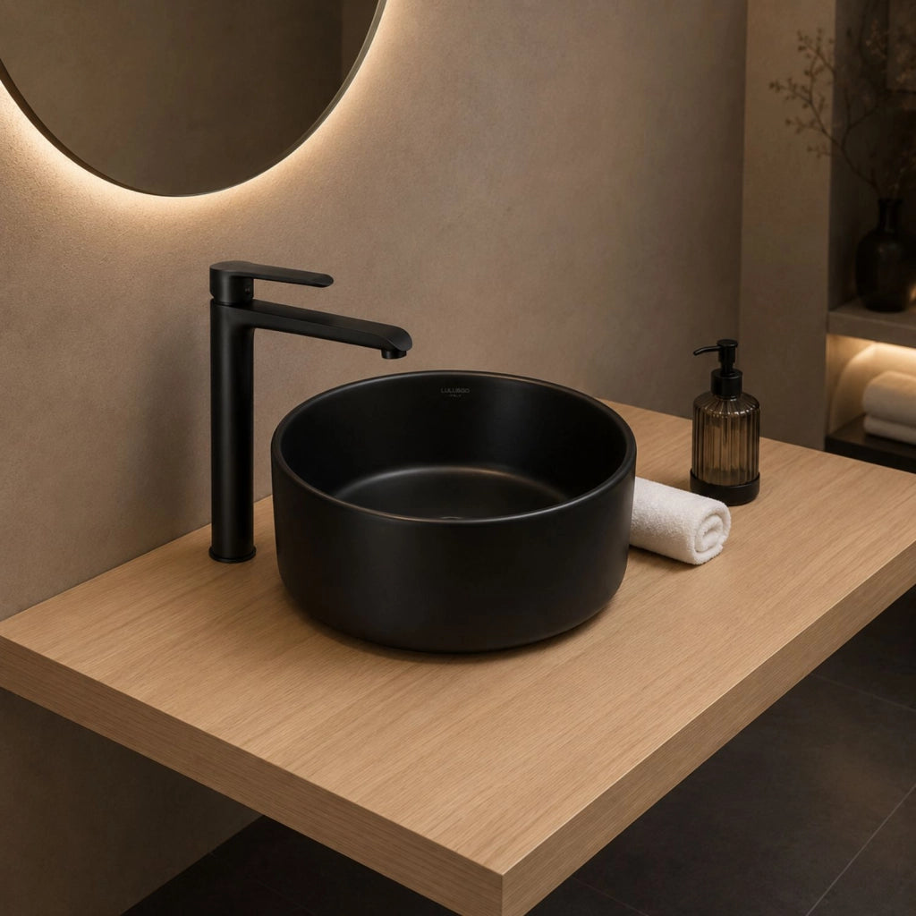 Miscelatore rubinetto modello puma per lavabo canna alta in ottone nero opaco *** confezione 1