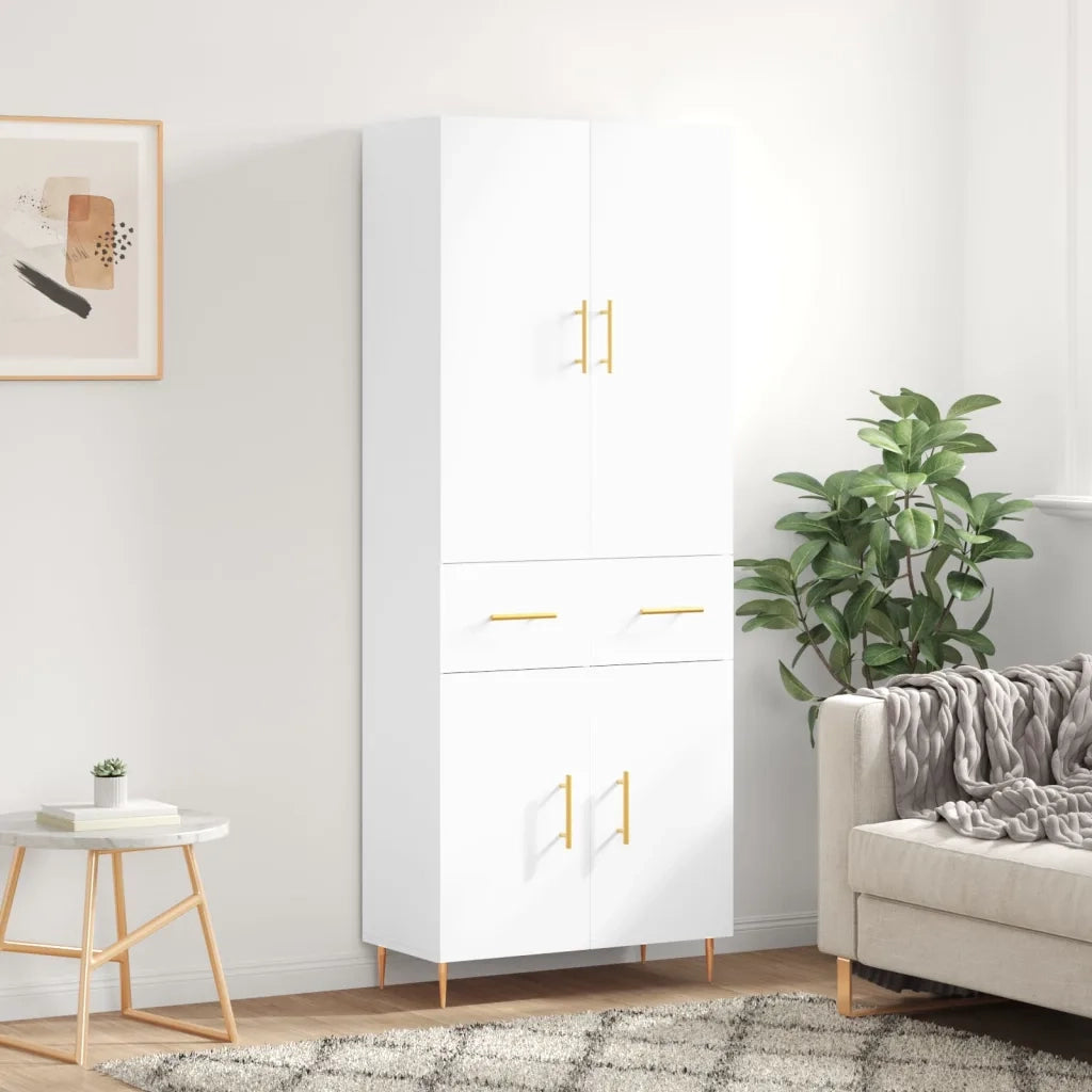 Credenza | Madia | Buffet da pranzo | Armadio da pranzo Bianca 69,5x34x180 cm in Legno Multistrato