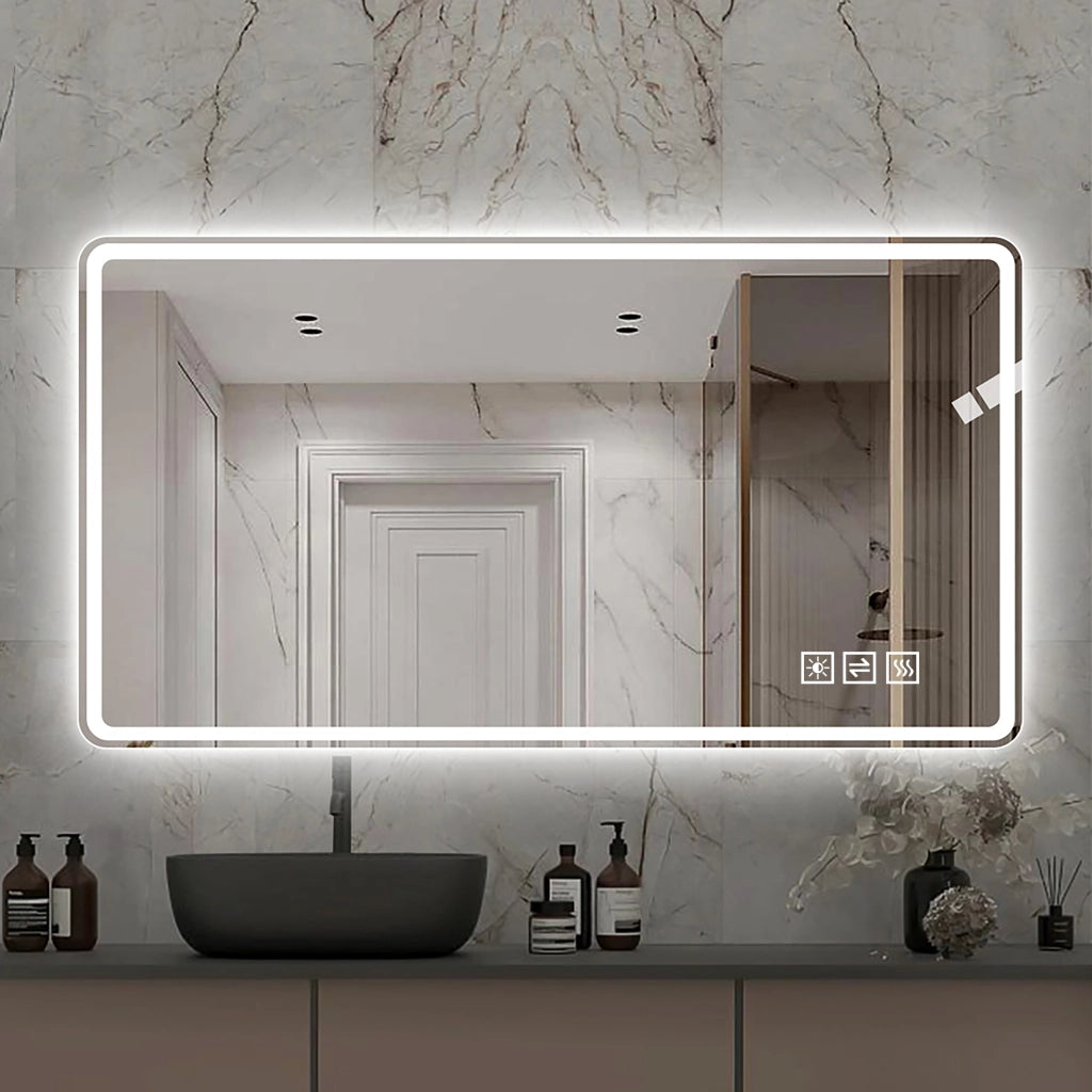 SPECCHIO LED BAGNO 60x100 cm senza cornice Argento con antiappannamento