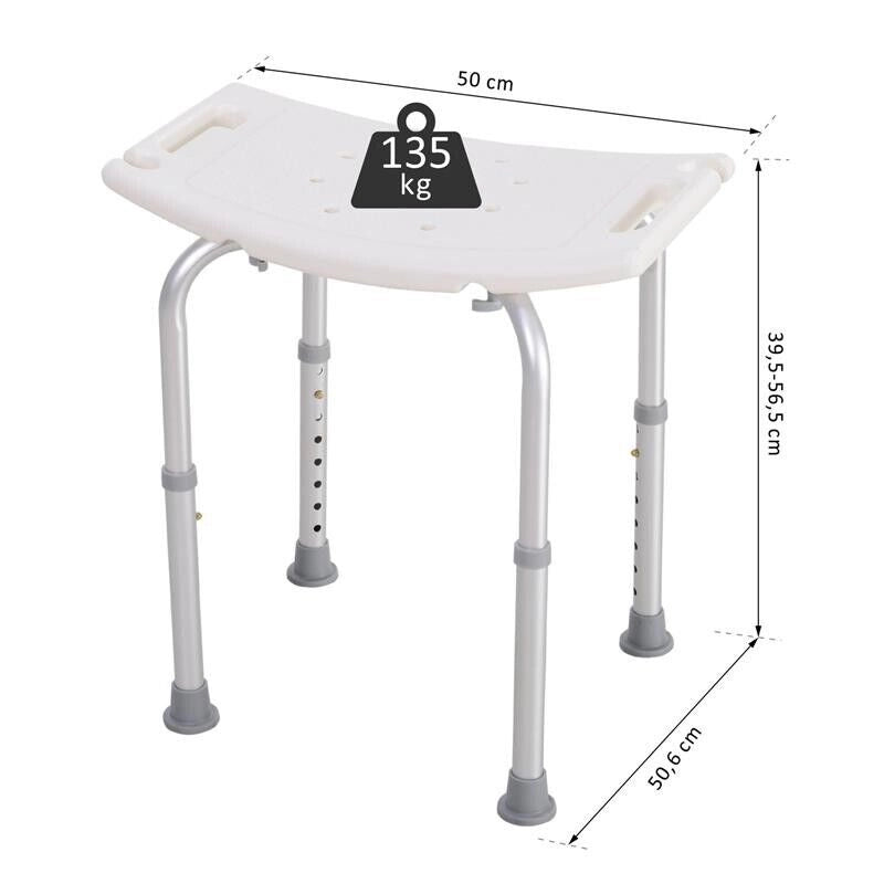 SGABELLO PER DOCCIA BAGNO ANTISCIVOLO ALTEZZA REGOLABILE BIANCO