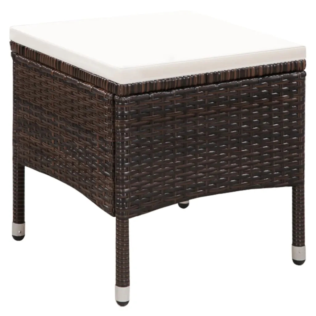 Sedia da Giardino | Sedie da Esterno con Sgabello e Cuscini in Polyrattan Marrone