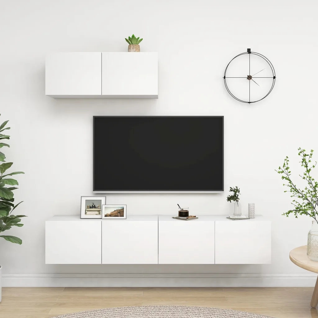 Mobili TV 3 pz-Set di 3 Credenza per TV Bianchi in Legno Multistrato