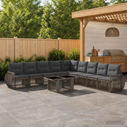 Set Divano da Giardino 10 pz Grigio e Grigio Scuro polyrattan 3436955