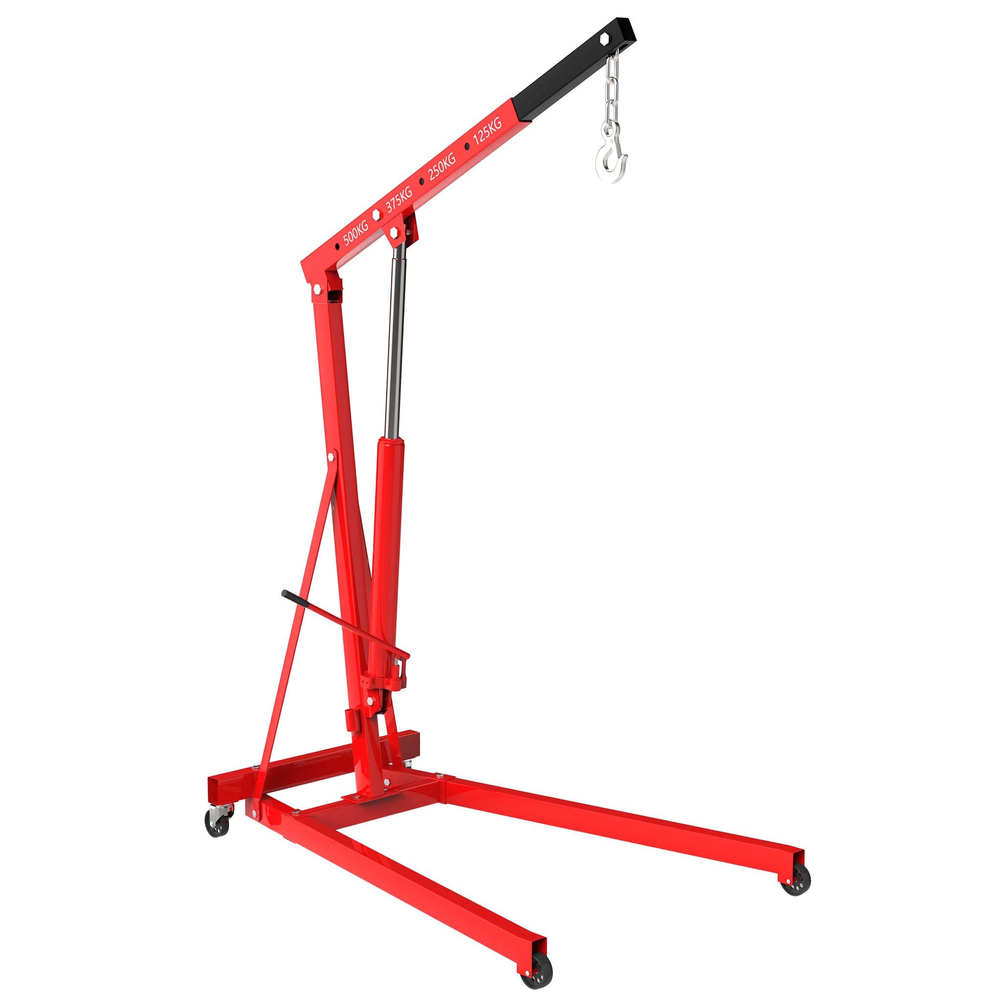 gruetta idraulica da officina per sollevamento motori, gru manuale pieghevole con braccio regolabile, carico max 500kg