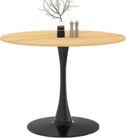 DALIA Mesa de comedor para 6 personas con patas de madera y tulipán negro 110 cm
