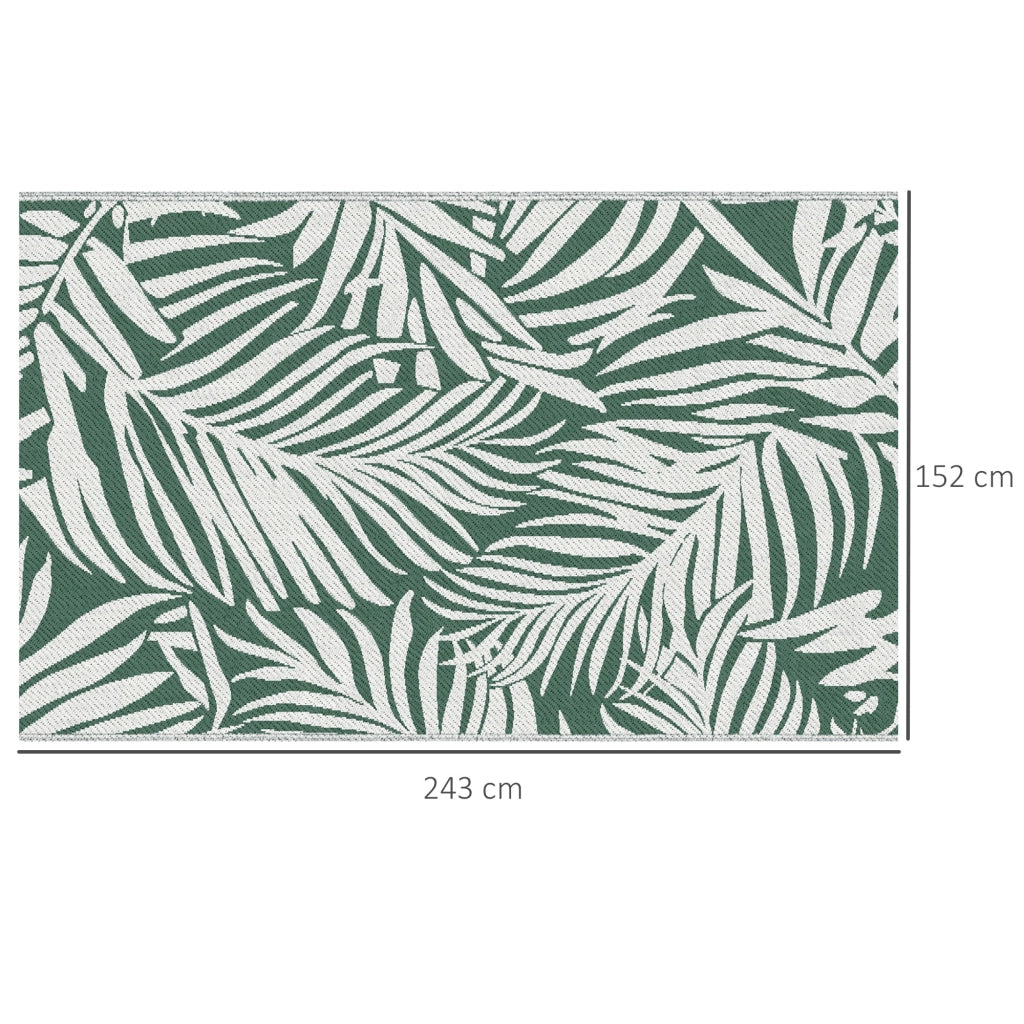 Tappeto da Esterno Reversibile 152x243 cm con Fantasia Geometrica Verde e Bianco