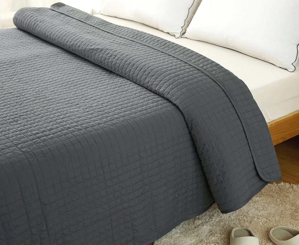 Trapuntino Matrimoniale Trapunta Singolo Copriletto Trapuntato Double Face Reversibile Moderno Grigio 240x260 cm 2 Pezzi