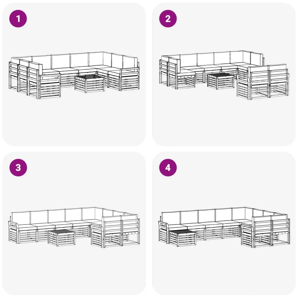 Set di divani da esterno 10 pcs Bianco e Beige 59 x 59 x 37 cm 3392548