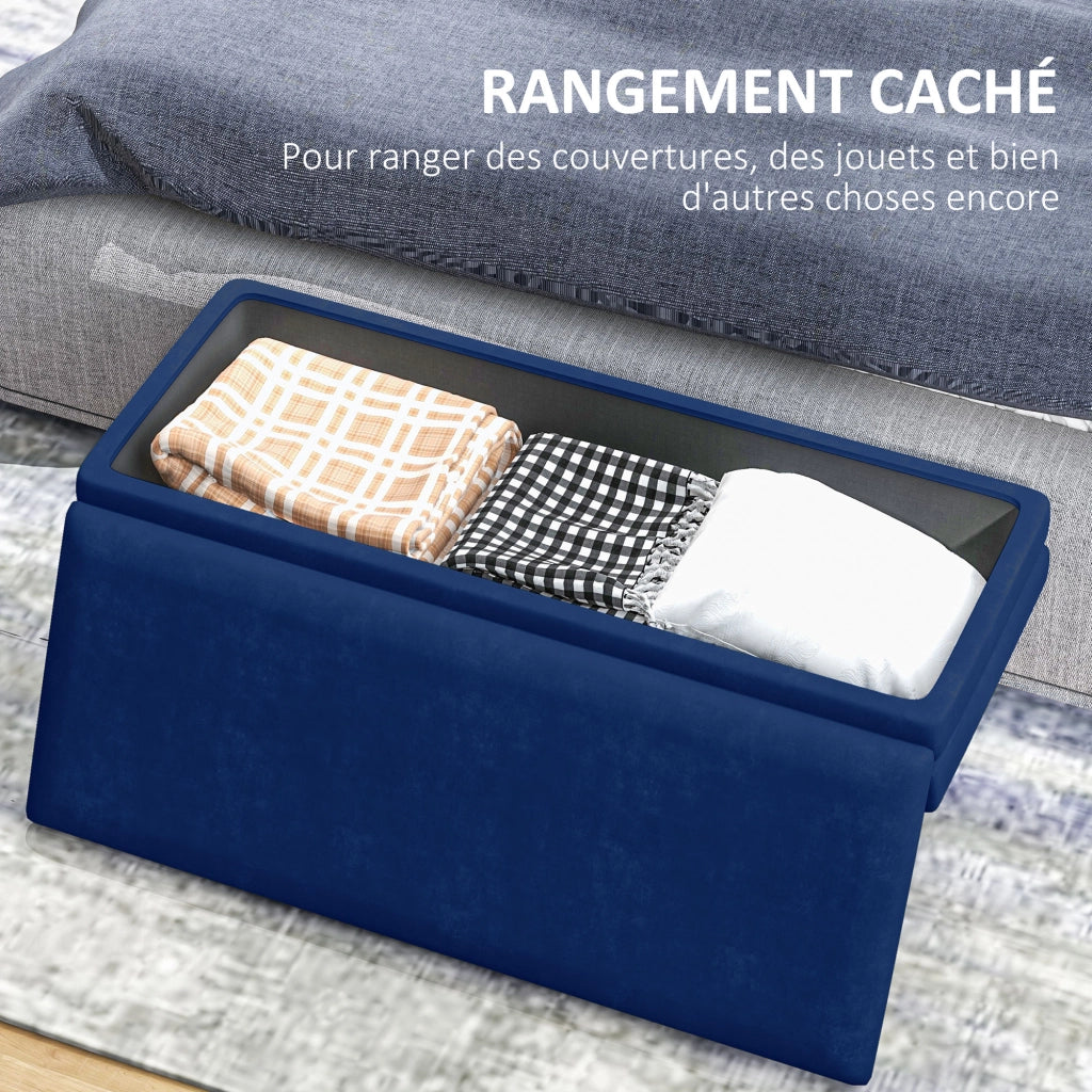 Divano a cassetti ¨C Zephmum ¨C Blu dorato 100x37.5x42 cm