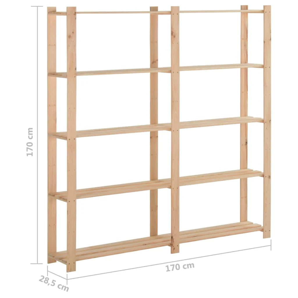 Scaffale portaoggetti a 5 ripiani 170 x 28,5 x 170 cm legno di pino massello 02_0000659