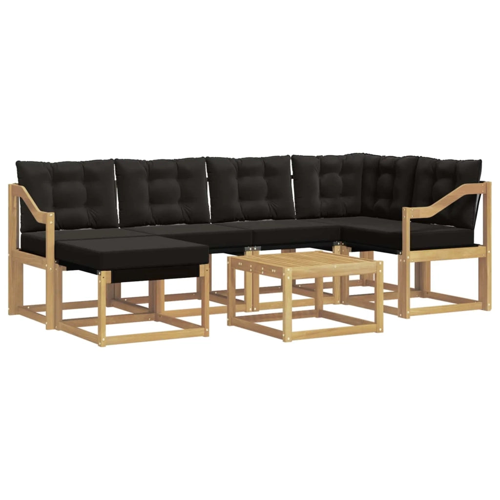 Set di divani da esterno con cuscino 7 pcs Bianco e Nero 3389678