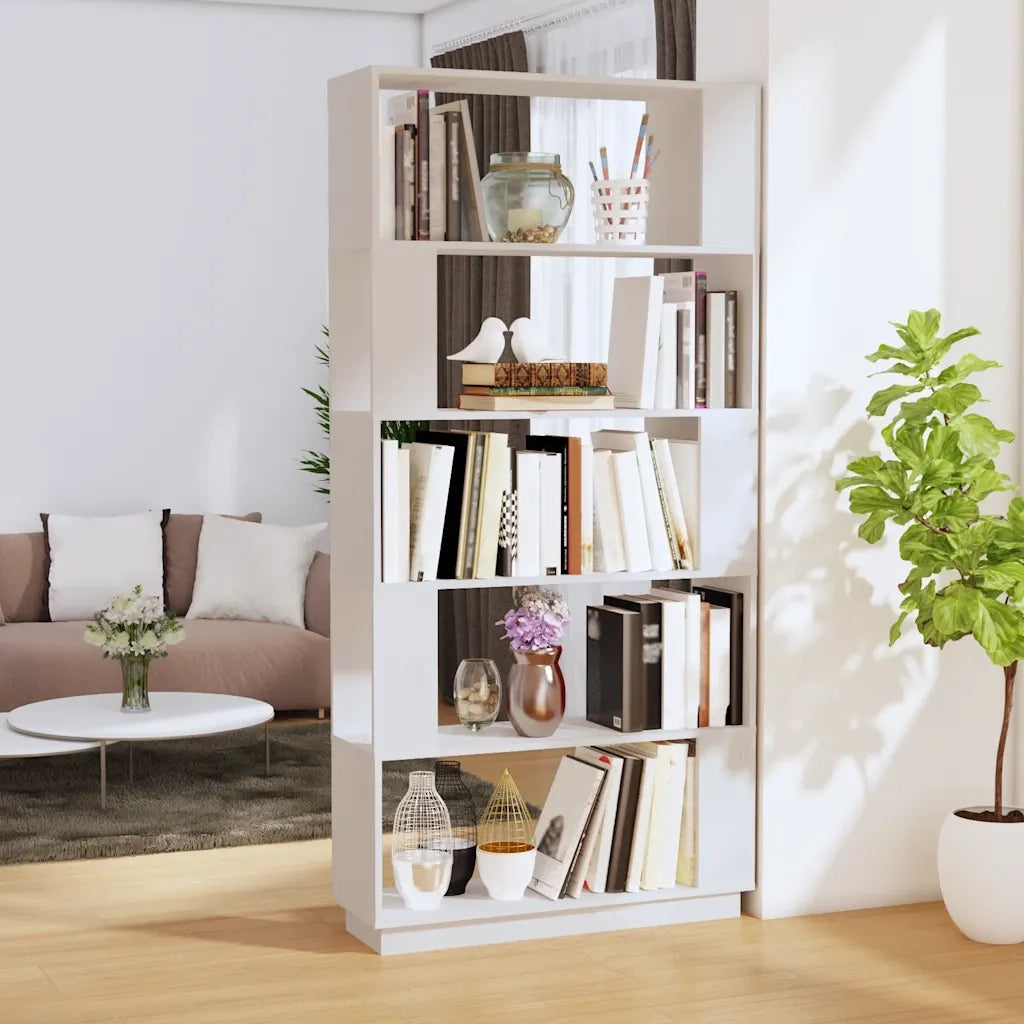 Libreria/Divisorio Bianco 80x25x163,5 cm Legno Massello di Pino 814065