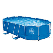 PISCINA OVALE ELITE METAL FRAME - 4,88 x 3,05 x 1,07 m, con pompa filtro 12V - 3,8 m3, gradino pieghevole, copertura e telo di fondo