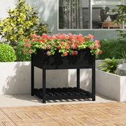 Fioriera con Mensola Nera 82,5x82,5x81cm Legno Massello di Pino 823798