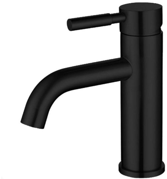Wastafelkraan a doppio funzione con miscelazione - altezza di scarico 5,5 cm - in acciaio inox liscio - con maniglia unica - miscelatore per acqua calda e fredda