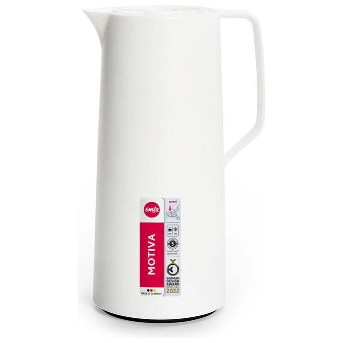 Emsa N4170400 Motiva Caraffa Termica Quick Press 1000 ml doppia parete in vetro colore Bianco