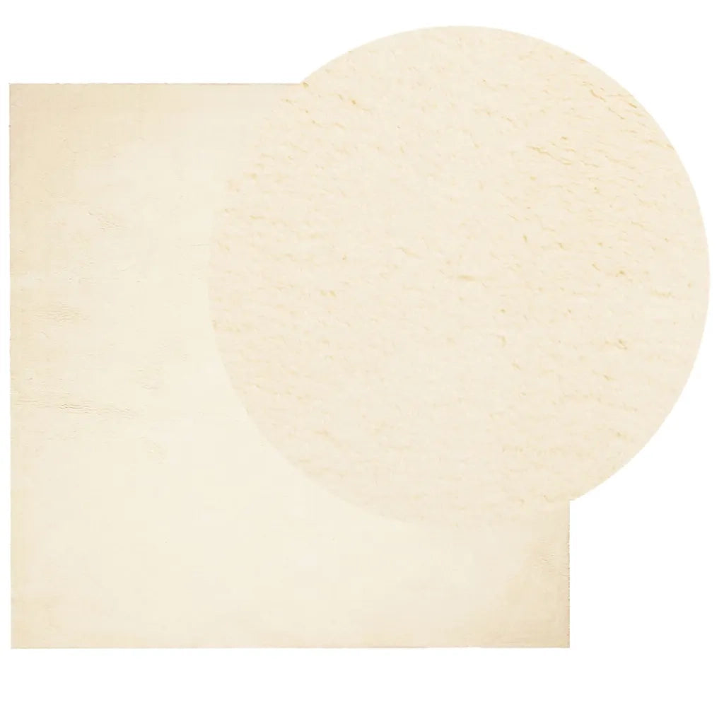 Tappeto a Pelo Corto HUARTE Morbido e Lavabile Crema 120x120 cm 375037
