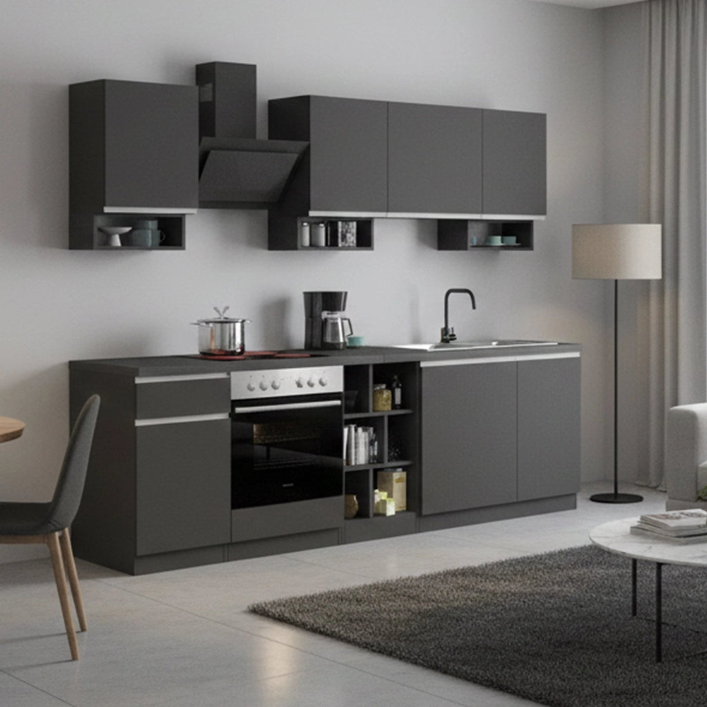 Cucinino Attimis, Cucina un Cassetto, Elettrodomestici non inclusi, Made in Italy, Grigio Ardesia