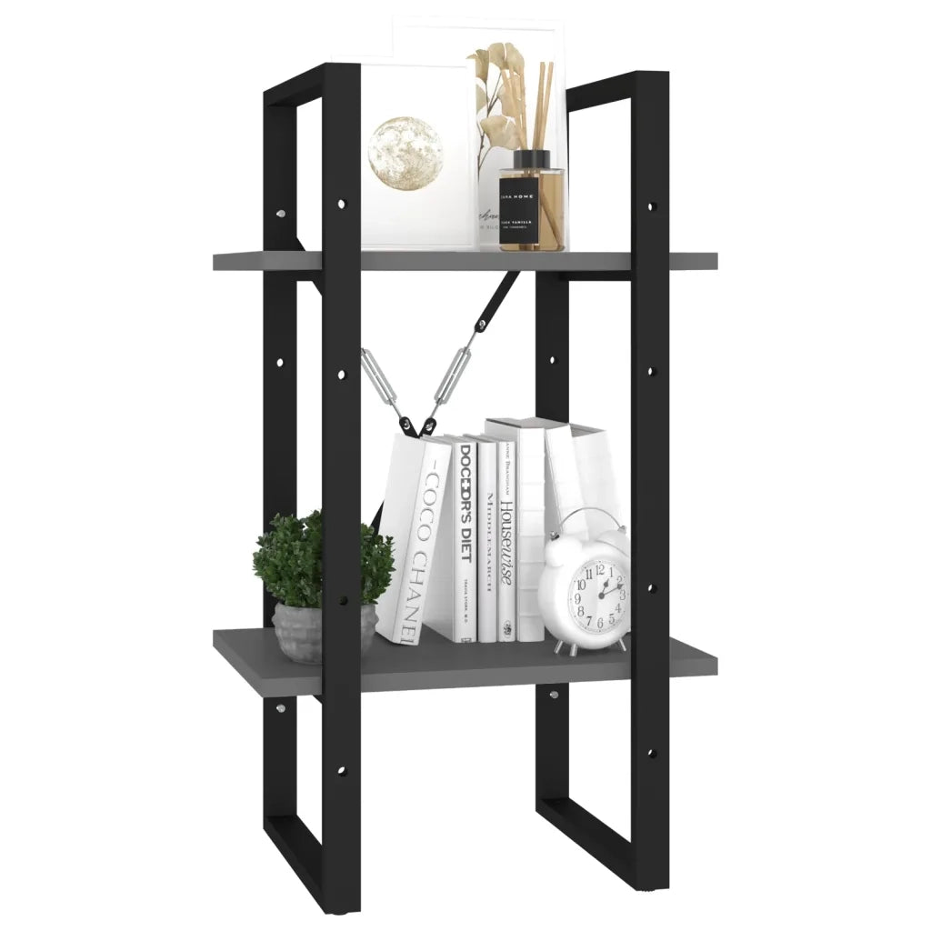 Libreria a 2 Ripiani Grigia 40x30x70 cm in Legno Multistrato 806409