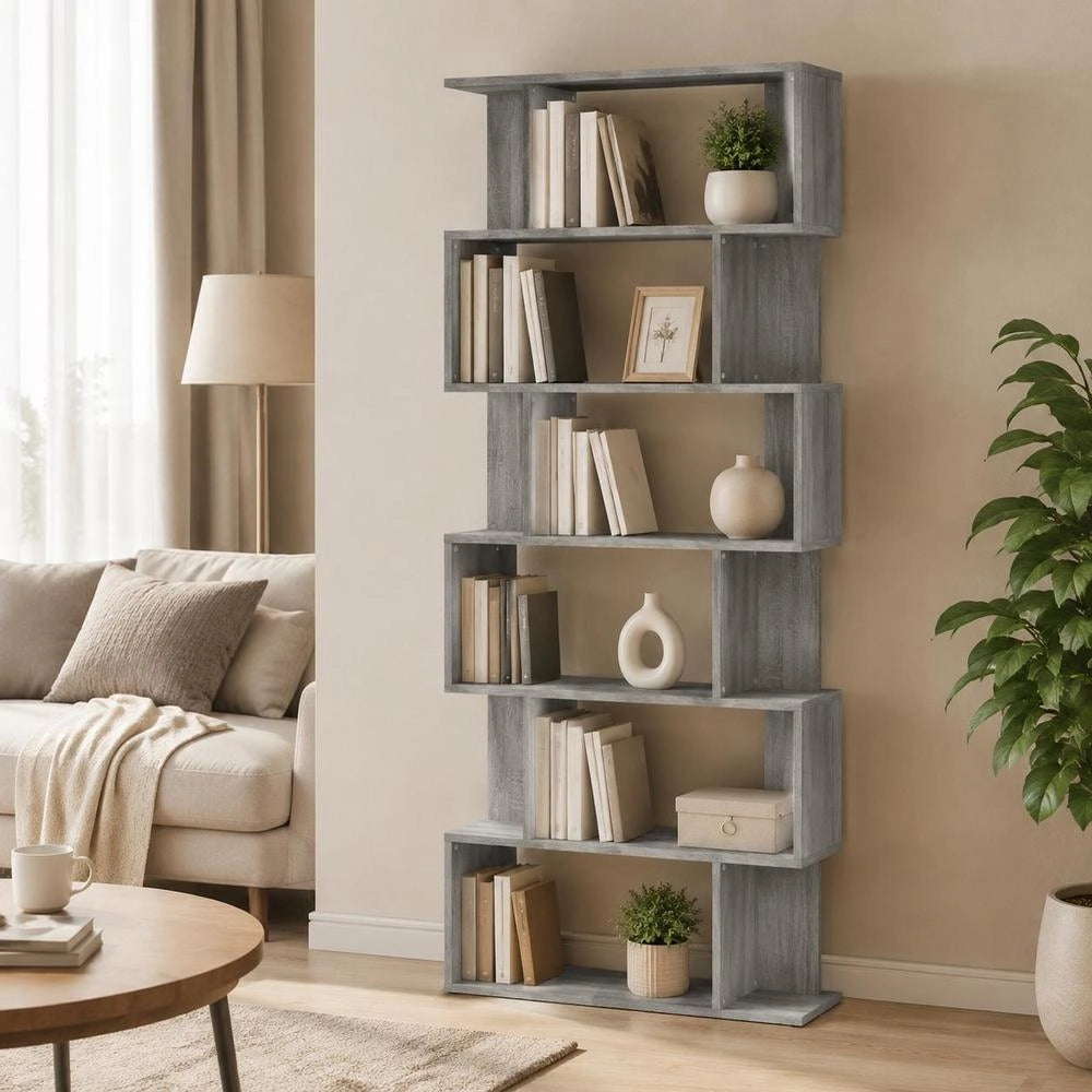 Bookshelf/Room Divider Grey Sonoma 80x24x192 Cm Wood-based Material