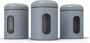 Set di 3 contenitori da 1,9 l, con coperchio e finestra di osservazione per alimenti, contenitore di stoccaggio stabile, scatole metalliche per caffè, tè, cereali per colazione, barattolo di caffè.