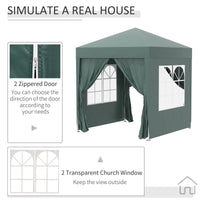 Gazebo Pieghevole 2x2m in Metallo e Poliestere Verde