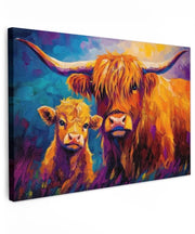 Tela da parete a tema scozzese 120x80 cm - decorazione da parete per soggiorno - decorazione da parete per camera da letto - arte con animali - unico dipinto