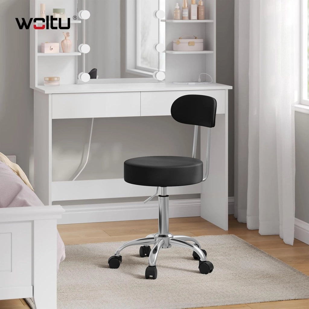 Sedie Ufficio Sedia da Scrivania Sgabelli con Schienale PU Cromato Girevole Moderno Nero 1 Pz