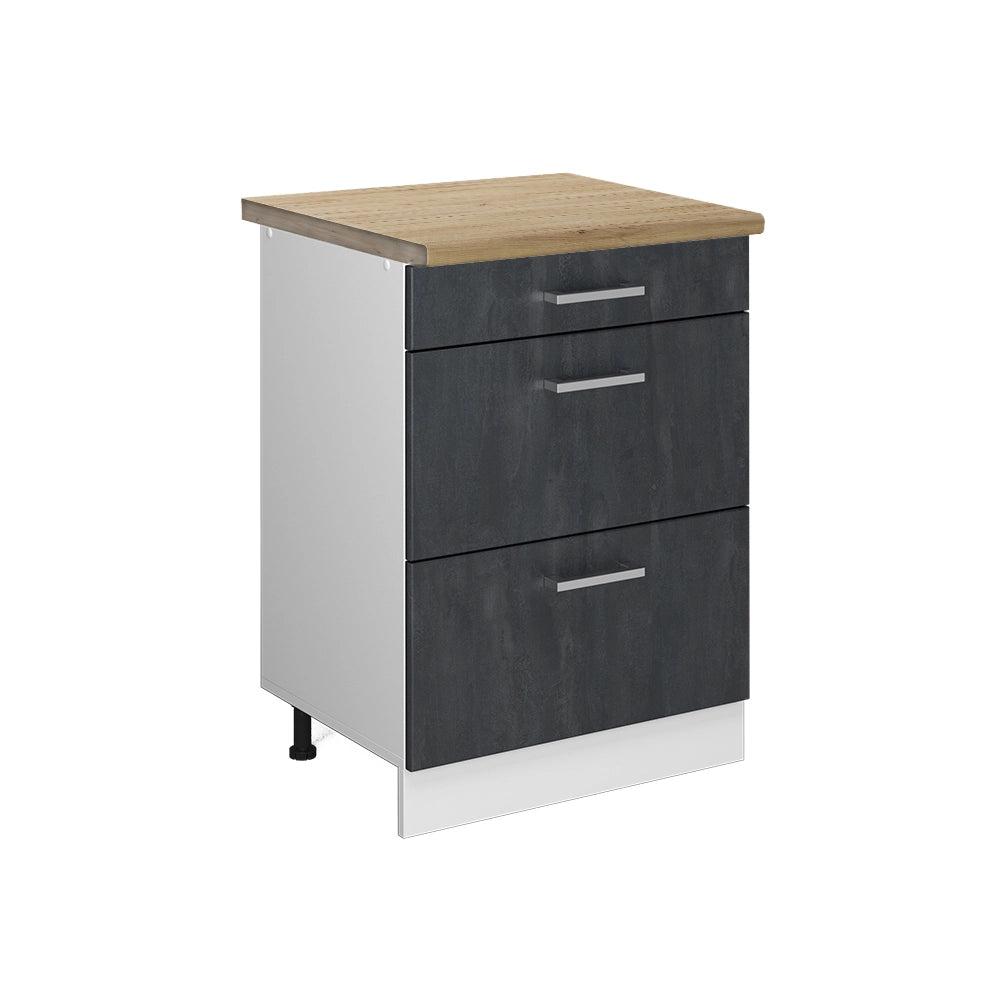 Vicco Mobiletto base per cucina Calcestruzzo nero 60 cm PL Rovere