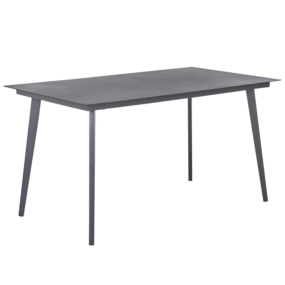 Tavolo da Pranzo da Giardino Grigio Finitura Opaca 140 x 80 cm Alluminio 4 Persone Rettangolare Minimalista Industriale