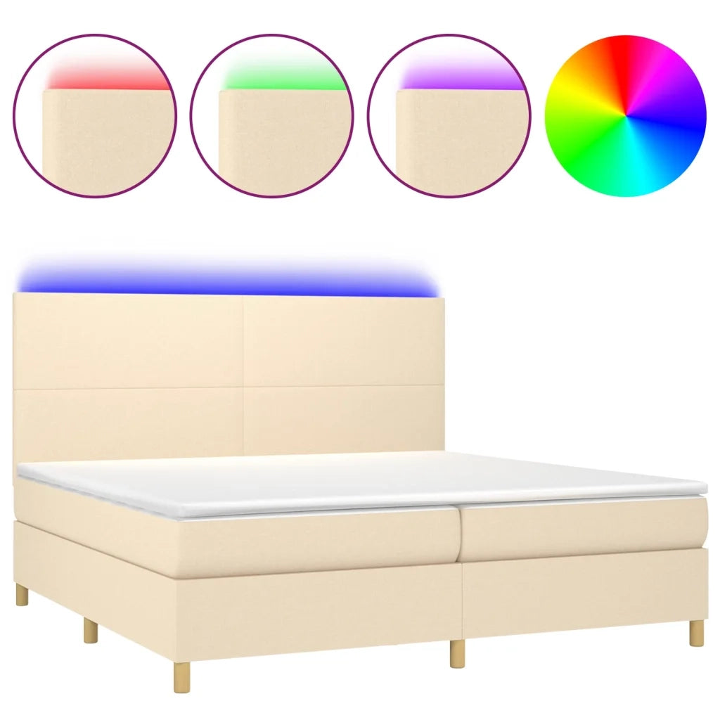 Letto a Molle Materasso e LED bianco 200x200cm in Tessuto cod mxl 33655